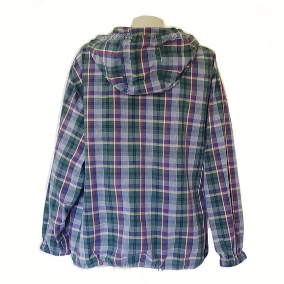 Vintage EDDIE Bauer Plaid Quarter Zip Windbreaker Jacket - Picture 4 of 8